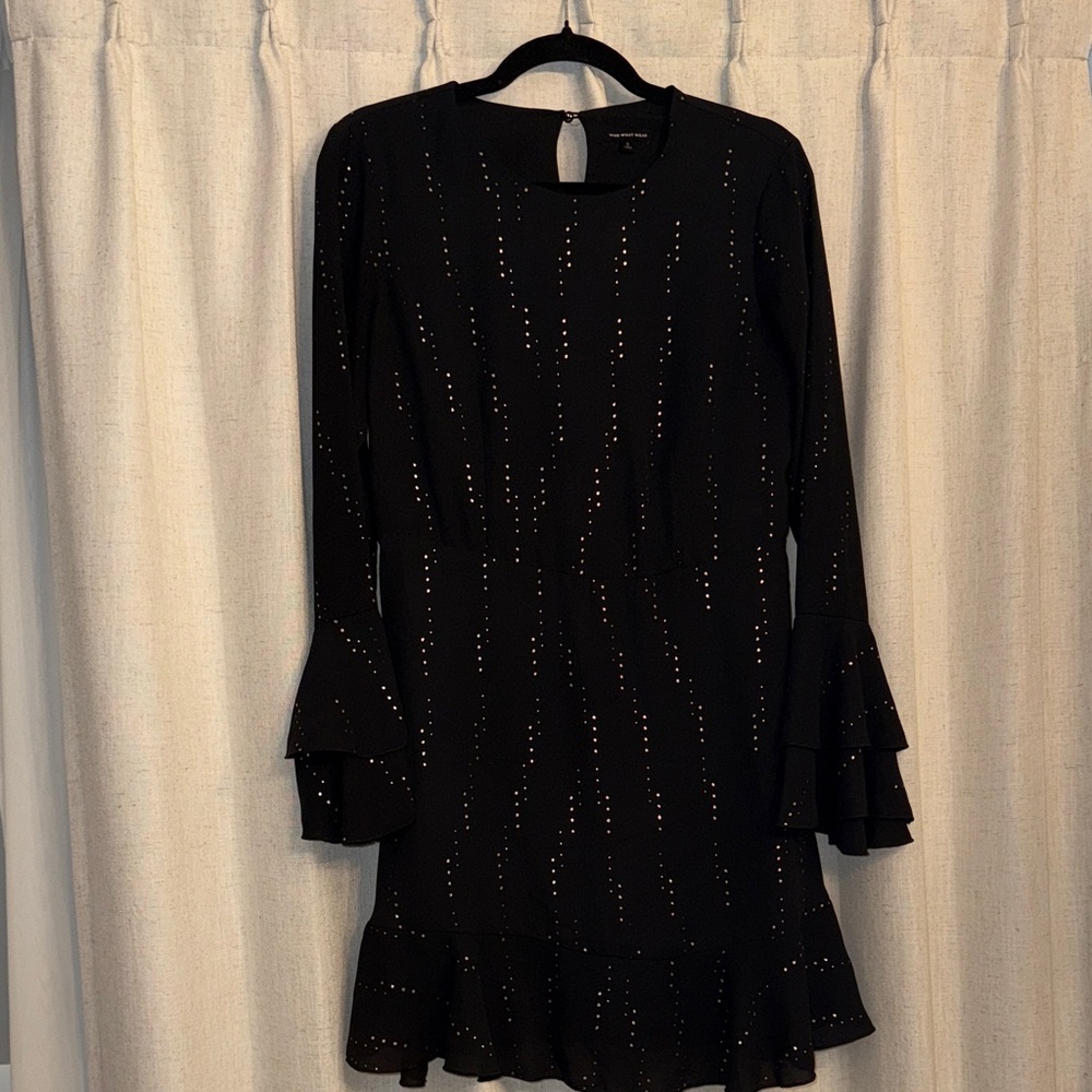 Who What Wear Black Dress with Metallic Dots